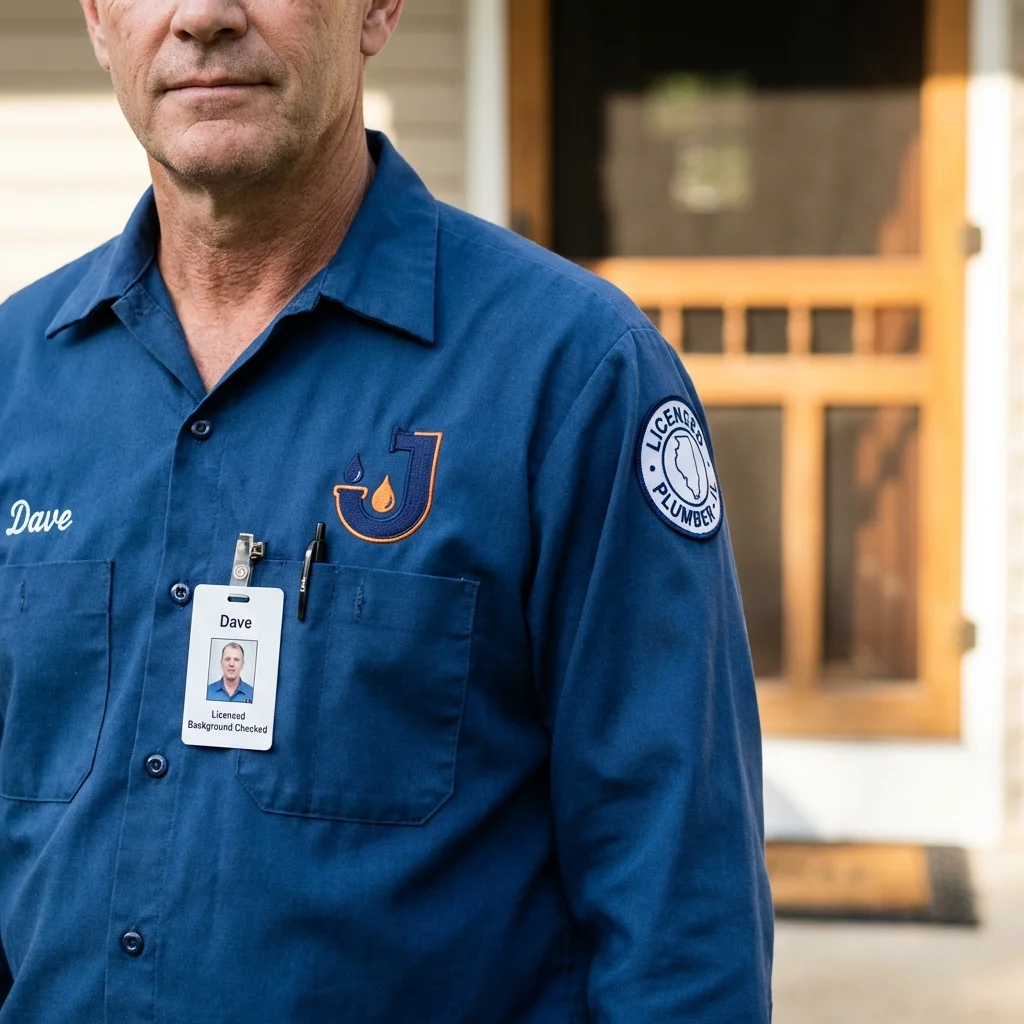 Licensed plumber showing ID badge in Shamokin, PA