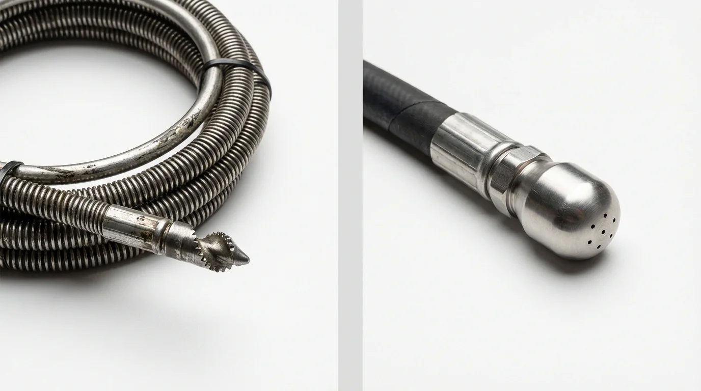 Drain snake cable and hydro jetting nozzle used for drain cleaning in Shamokin, PA