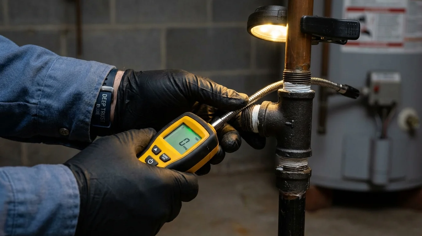 Gas leak detection with electronic sniffer by Johns Plumbing LLC in Shamokin