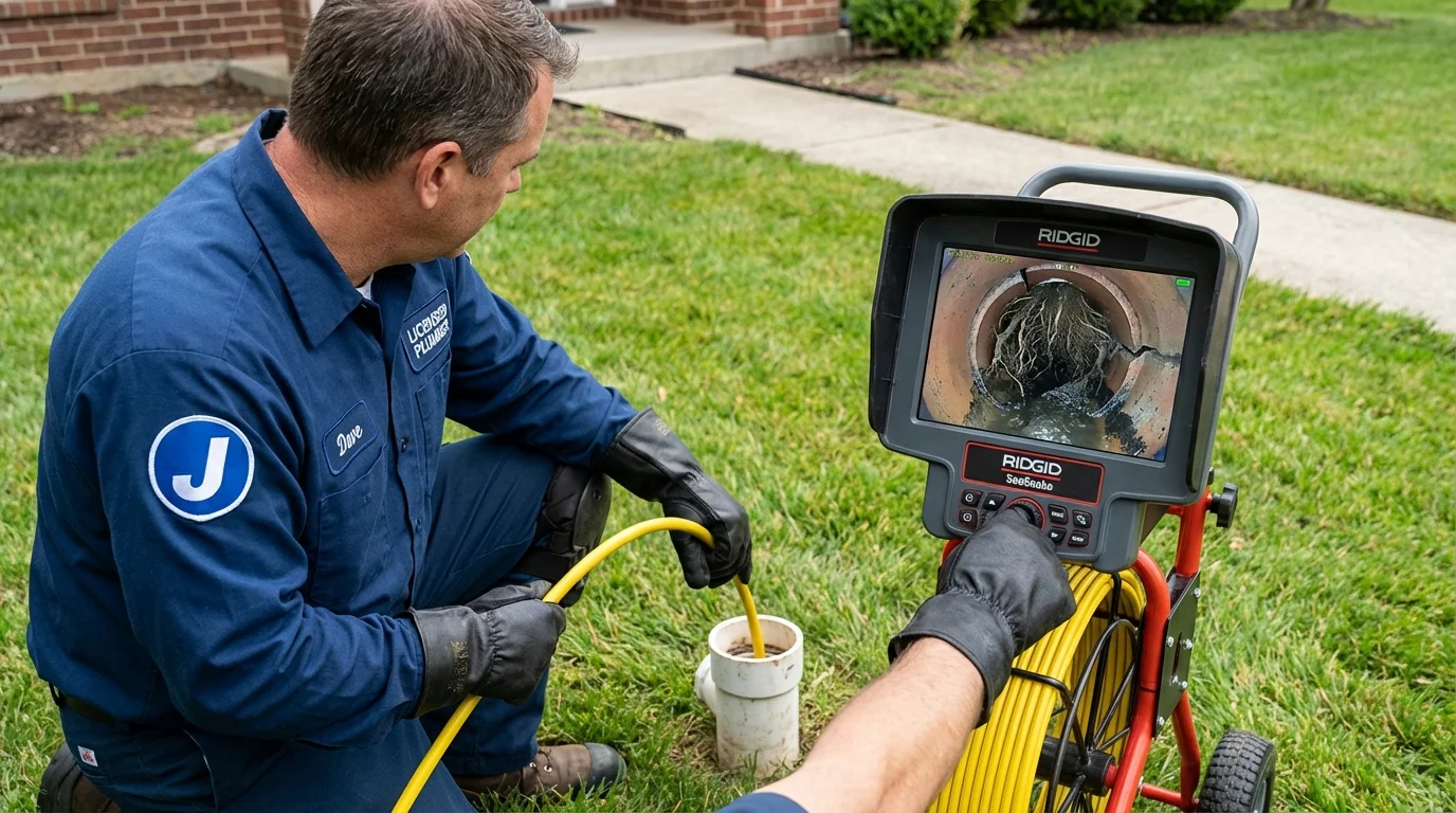 Sewer camera inspection being performed by Johns Plumbing LLC in Shamokin
