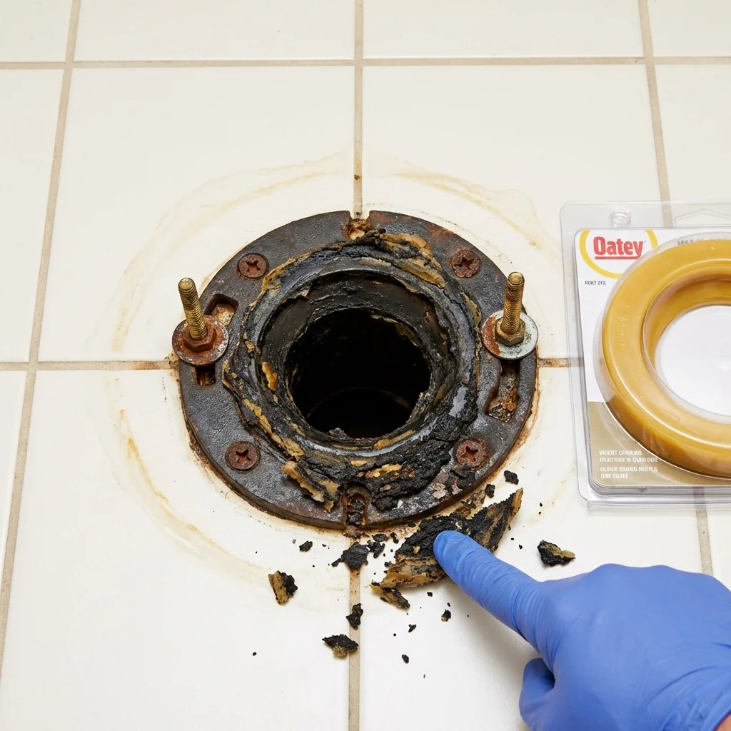 Failed wax ring showing water seepage at the base of a toilet in a Shamokin, PA home